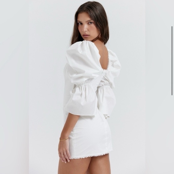 HOUSE OF CB Matilda White Puff Sleeve Corset Mini Dress Size Small - Picture 4 of 9